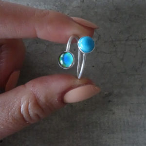 silver mood ring with turquoise stone