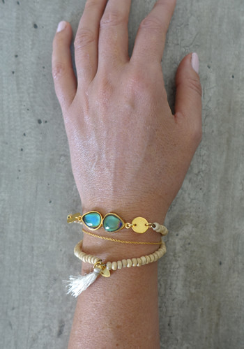 Bracelet multi rangs avec perles en bois naturel et pierre qui change de couleur Me and My Mood bijoux 