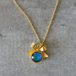 Color changing stone mood ring gold necklace