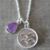 zodiac aquarius necklace with raw amethyst crystal