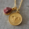 zodiac aries necklace with raw red jasper crystal