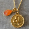 SITE 3 LEO zodiac leo necklace with raw carnelian crystal