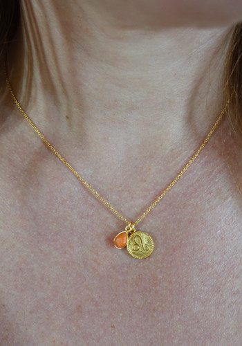 zodiac leo necklace with raw carnelian crystal