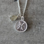 zodiac pisces necklace with raw labradorite crystal