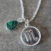 zodiac scorpio necklace with raw malachite crystal