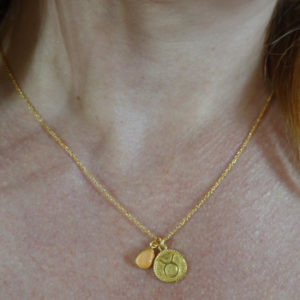 zodiac taurus necklace with raw rose quartz