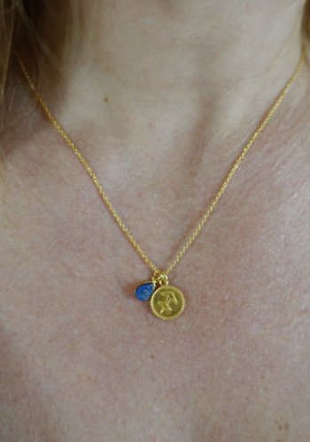 zodiac sagittarius necklace with raw lapis lazuli crystal
