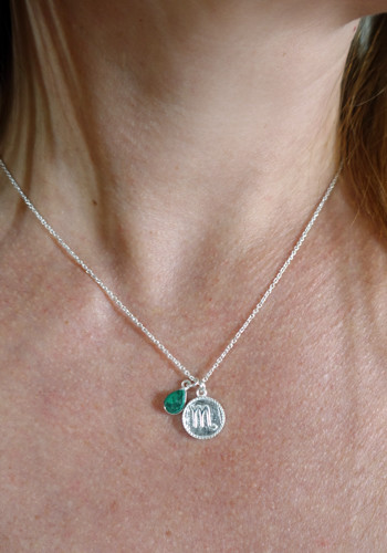 zodiac scorpio necklace with raw malachite crystal
