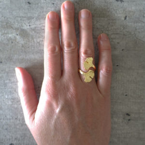 Gold ginkgo ring