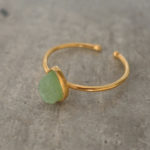 Gold and raw green aventurine ring