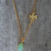 Gold four leaf clover and raw green aventurine necklace Gold four leaf clover and raw green aventurine necklace