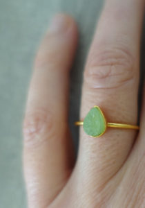 Gold and raw green aventurine ring