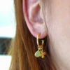 Gold four leaf clover and raw green aventurine earrings