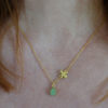 Gold four leaf clover and raw green aventurine necklace Gold four leaf clover and raw green aventurine necklace