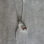 Silver feather necklace with smoked quartz
