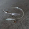 SITE FEATHER 4 Silver feather bracelet with smoked quartz