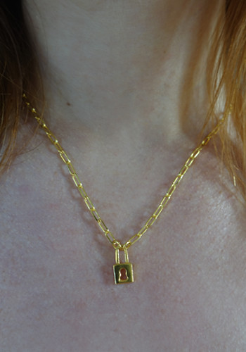 gold padlock and large link chain