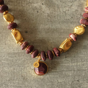 red jasper and gold necklace