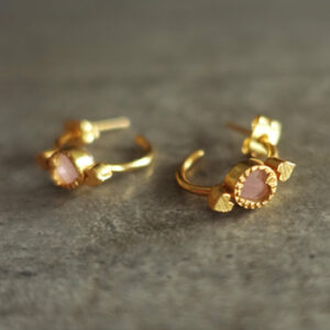 gold heart earring ROSE QUARTZ