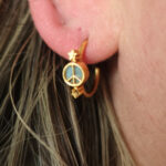 TURQUOISE AND GOLD EARRING PEACE AND LOVE