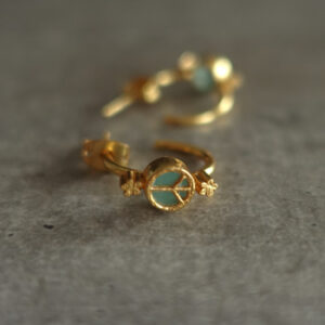 TURQUOISE AND GOLD EARRING PEACE AND LOVE