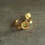 gold and yellow aventurine earrings flower